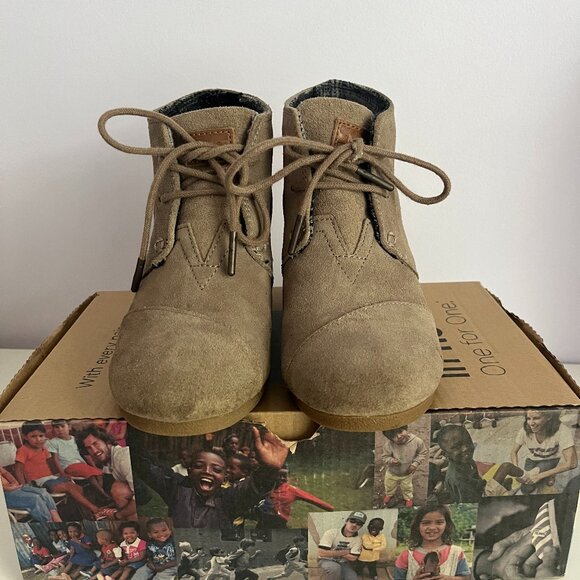 Toms Desert Wedge Taupe Suede Size 5.5 - Picture 1 of 7